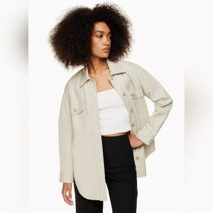 Aritzia Ganna Vegan Leather Shacket Shirt Jacket in Birch Size XS